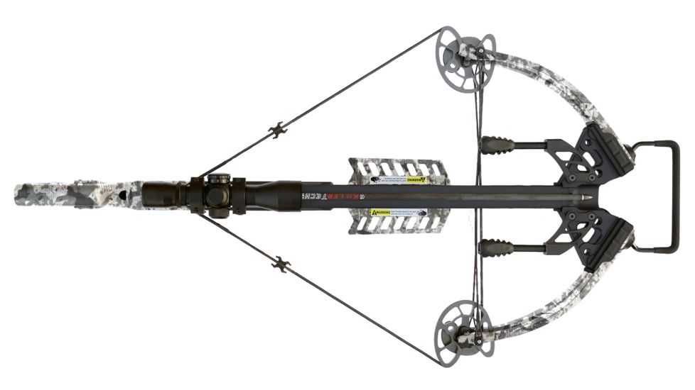 Killer Instinct Ripper 415 Crossbow w/ Lumix 4 x 32 IR-W Scope, Rope Cocker, String Suppressors, 5-Bolt Quiver, 3 HYPR Lite Bolts and Field Tips, Stick of Rail Lube, Chaos Green, 200lbs, 1105