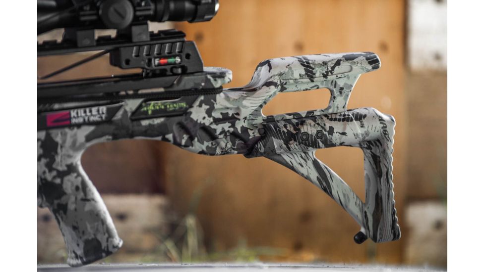 Killer Instinct Ripper 415 Crossbow w/ Lumix 4 x 32 IR-W Scope, Rope Cocker, String Suppressors, 5-Bolt Quiver, 3 HYPR Lite Bolts and Field Tips, Stick of Rail Lube, Chaos Green, 200lbs, 1105