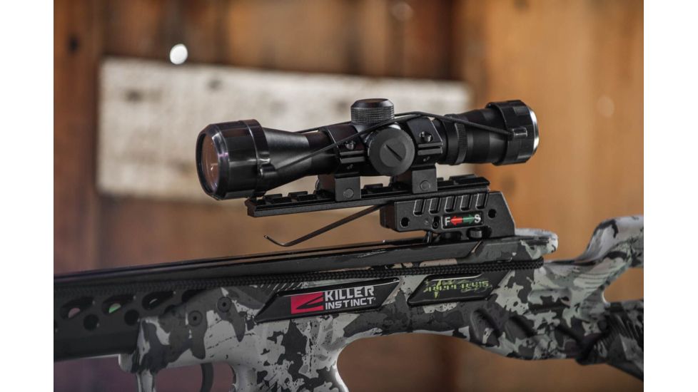 Killer Instinct Ripper 415 Crossbow w/ Lumix 4 x 32 IR-W Scope, Rope Cocker, String Suppressors, 5-Bolt Quiver, 3 HYPR Lite Bolts and Field Tips, Stick of Rail Lube, Chaos Green, 200lbs, 1105