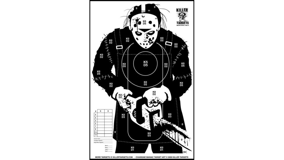 Killer Targets Homicidal Killer in Hockey Mask with Chainsaw Target - Pack of 12 KT-012-HMK