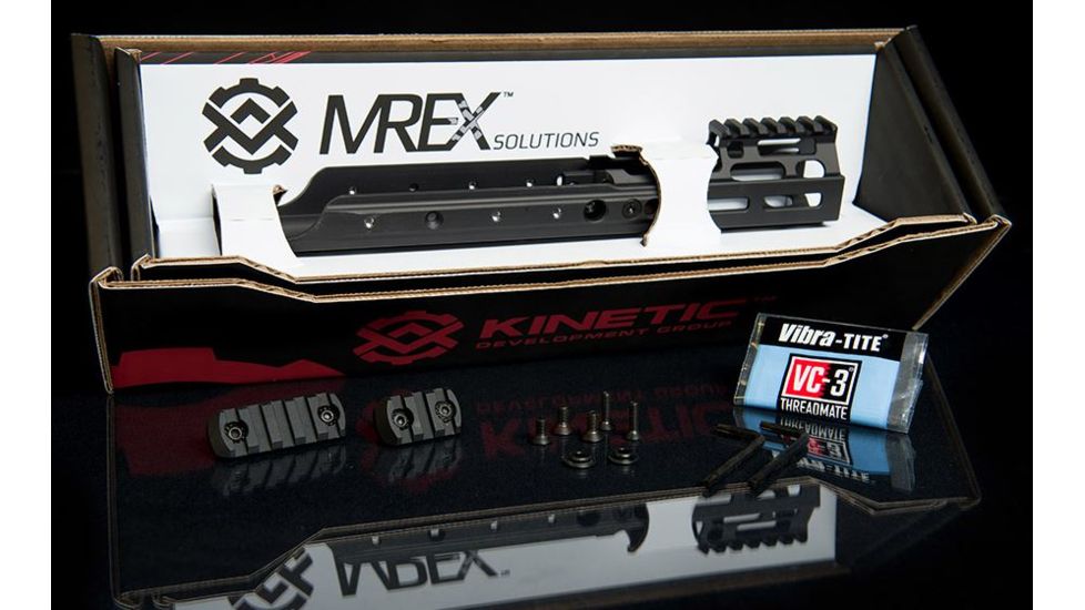 Kinetic Development Group MREX MLOK 4.9 -  Modular Receiver Extension, Includes rail, two picattiny rail sections, screw/wrench kit, Black MRX5-030