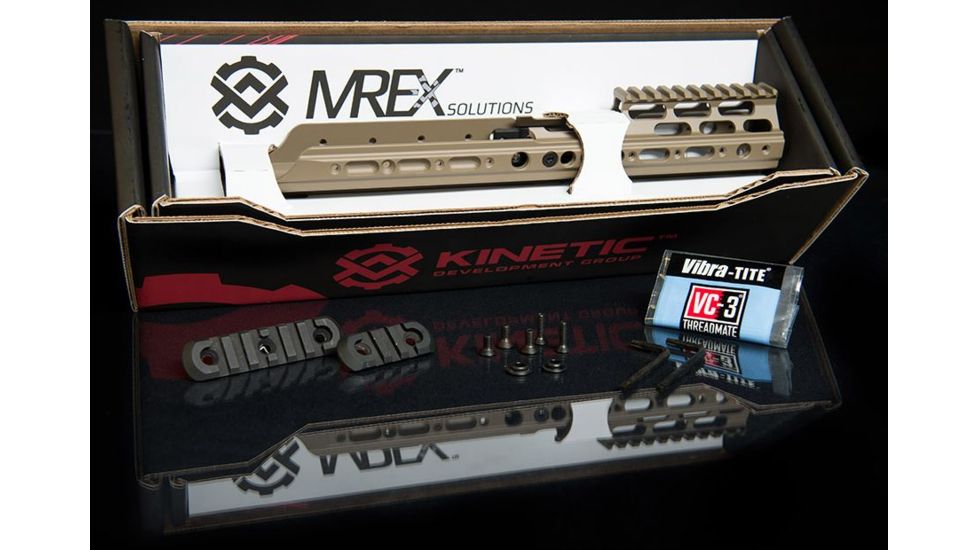 Kinetic Development Group MREX Modular 6.5 - Modular Receiver Extension, Includes rail, two picattiny rail sections, screw/wrench kit, FDE MRX5-110