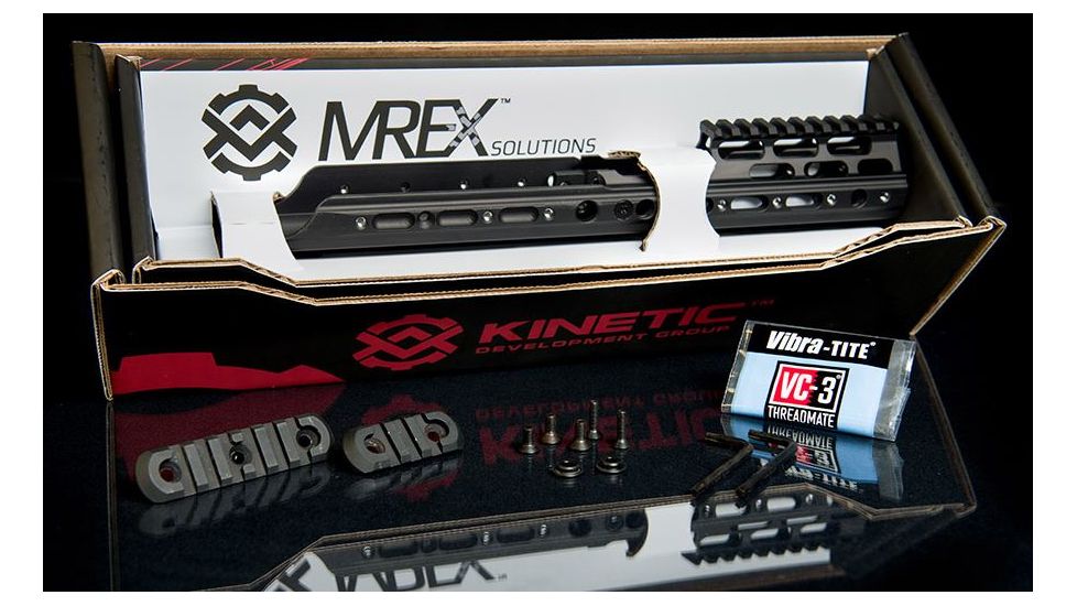 Kinetic Development Group MREX Modular 6.5 - Modular Receiver Extension, Includes rail, two picattiny rail sections, screw/wrench kit, Black MRX5-010