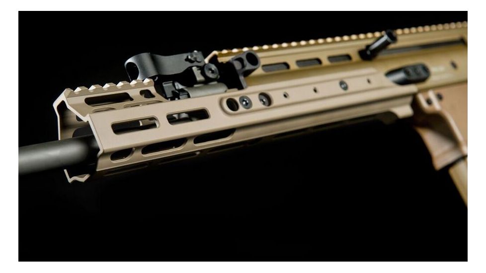 Kinetic Development Group MREX MLOK 4.9 - Modular Receiver Extension, Includes rail, two picattiny rail sections, screw/wrench kit, FDE MRX5-130