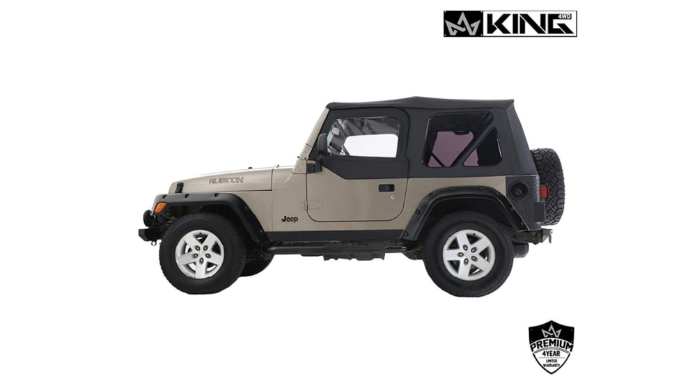 King 4WD Replacement Soft Top, Jeep Wrangler TJ 1997 - 2006, w/ Upper Doors, Tinted Windows, Black Diamond, 14010135