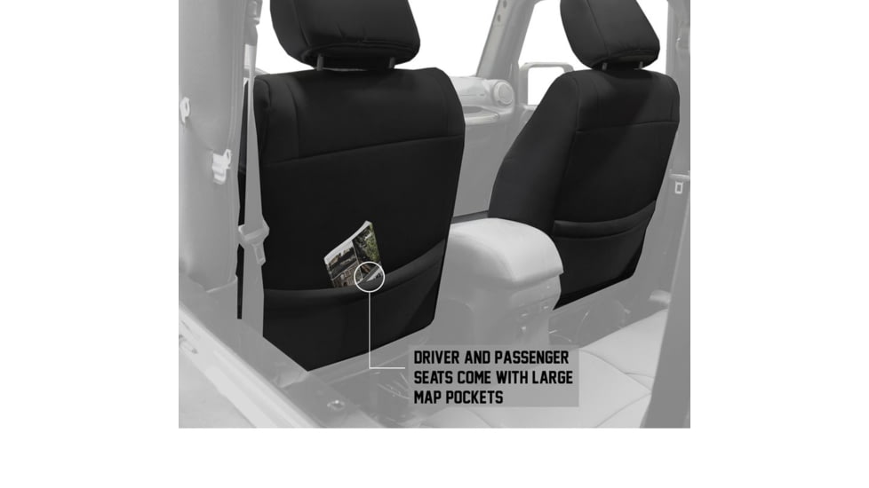 King 4WD Seat Covers, Jeep Wrangler JL 2 Door 2018 - 2019, Neoprene, Black/Black, 11010901