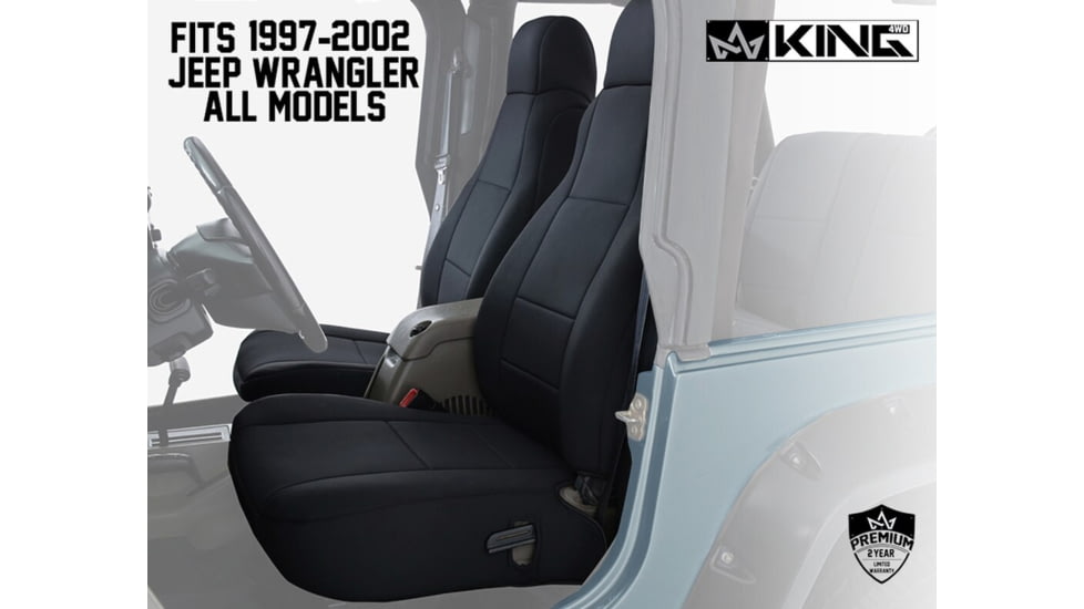 King 4WD Seat Covers, Jeep Wrangler TJ 1997 - 2002, Neoprene, Black/Black, 11010701