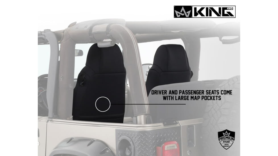 King 4WD Seat Covers, Jeep Wrangler TJ &amp; LJ 2003 - 2006, Neoprene, Black/Black, 11010601