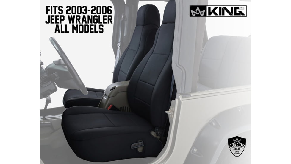 King 4WD Seat Covers, Jeep Wrangler TJ &amp; LJ 2003 - 2006, Neoprene, Black/Black, 11010601