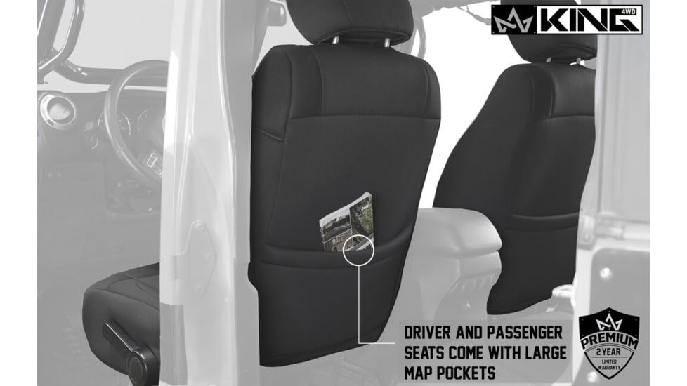 King 4WD Seat Covers, Jeep Wrangler Unlimited JK 4 Door 2008 - 2012, Neoprene, Black/Black, 11010401