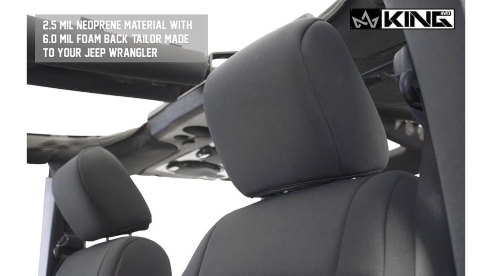 King 4WD Seat Covers, Jeep Wrangler Unlimited JK 4 Door 2008 - 2012, Neoprene, Black/Black, 11010401