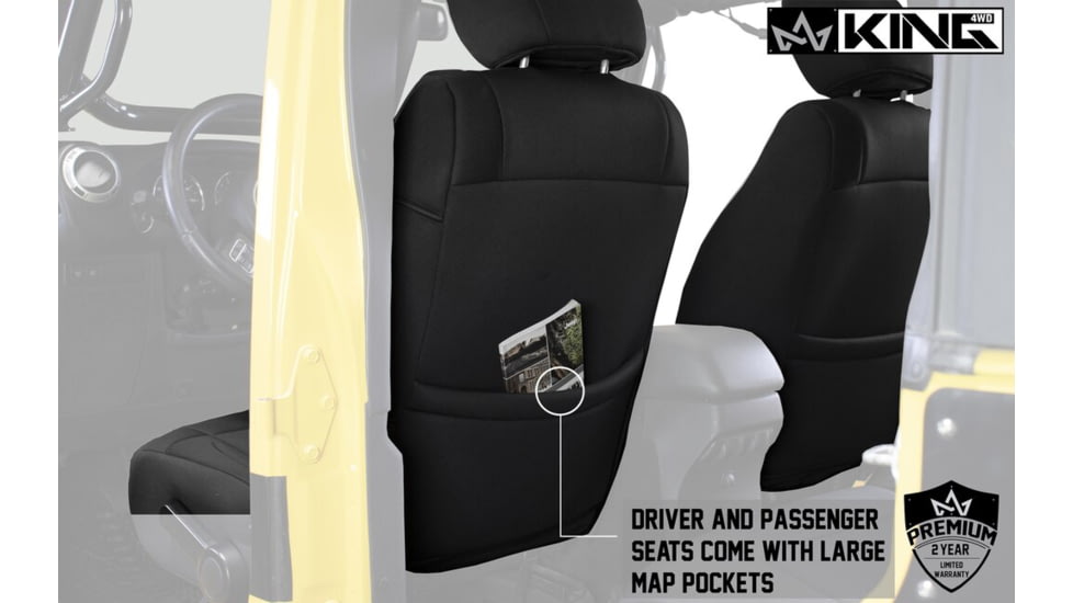 King 4WD Seat Covers, Jeep Wrangler Unlimited JK 4 Door 2013 - 2018, Neoprene, Black/Black, 11010201