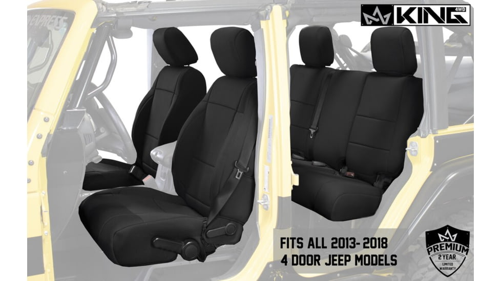 King 4WD Seat Covers, Jeep Wrangler Unlimited JK 4 Door 2013 - 2018, Neoprene, Black/Black, 11010201