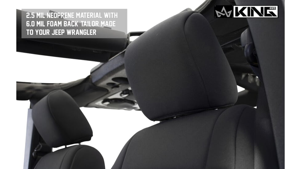King 4WD Seat Covers, Jeep Wrangler Unlimited JK 4 Door 2013 - 2018, Neoprene, Black/Black, 11010201