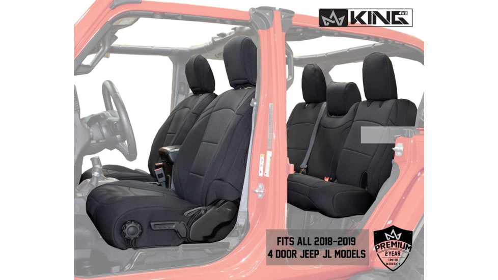 King 4WD Seat Covers, Jeep Wrangler Unlimited JL 4 Door 2018 - 2019, Neoprene, Black/Black, 11010801
