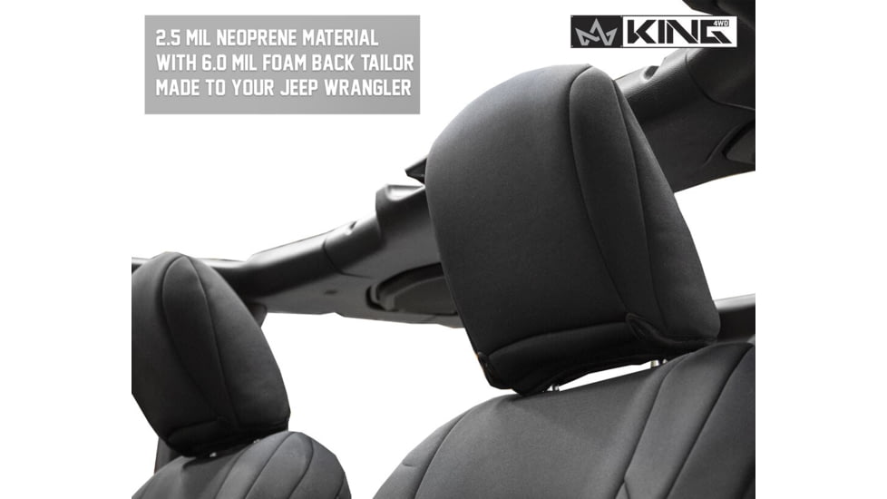 King 4WD Seat Covers, Jeep Wrangler Unlimited JL 4 Door 2018 - 2019, Neoprene, Black/Black, 11010801