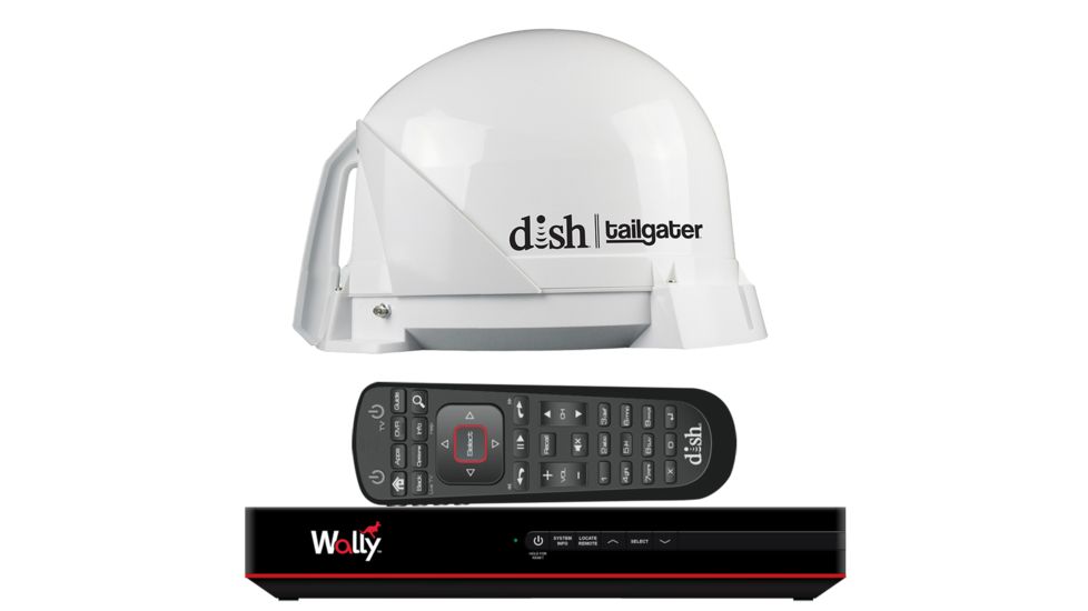 KING Tailgater Satellite TV Antenna Bundle w/DISH Wally HD Receiver &amp; Cables DISH 73427
