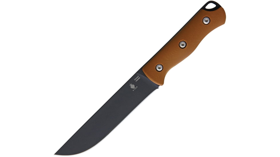 Kizer Cutlery Bush Fixed Blade Knife, Bush Fixed Blade, 9in Overall, 5in Black 1095Hc Steel Blade, Coyote Tan G10 Handle, Black Kydex Belt Sheath, Coyote tan, 1034A2