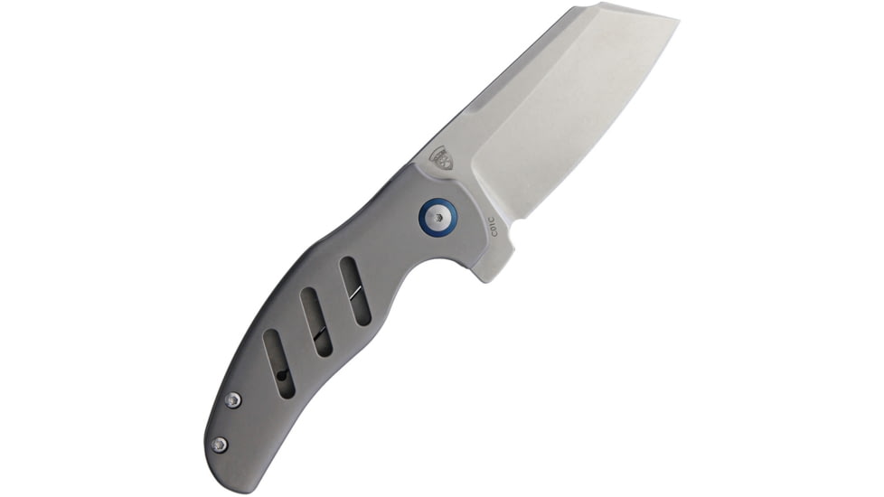 Kizer Cutlery C01E Framelock Left Hand Folding Knife, 3.25in Stonewash S35Vn SS Blade, Gray Satin Titanium Handle, Pocket Clip, Left Hand Version, KI4488L1