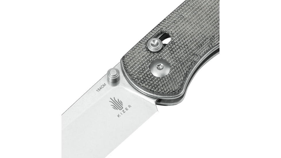 Kizer Cutlery Drop Bear Micarta SW Folding Knife, 4.13in Closed, 3in Stonewash 154CM Stainless Steel Blade, Gray Micarta Handle, V3619C3