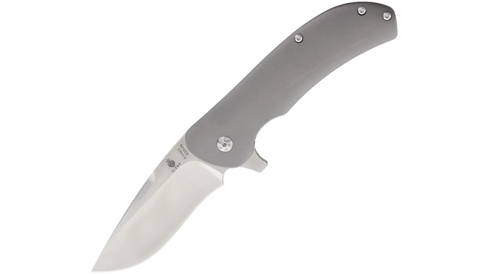 Kizer Cutlery Eliminator Framelock Folding Knife,3.25in,Stainless Steel,Standard Edge,Drop Point,Gray,Titanium Handle KI4483