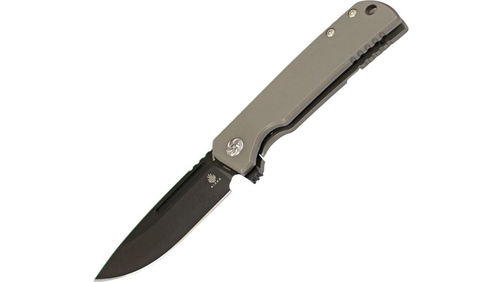 Kizer Cutlery Escort Framelock Folding Knife,3.5in,S35VN Steel,Standard Edge,Black,Gray,Titanium Handle KI4481