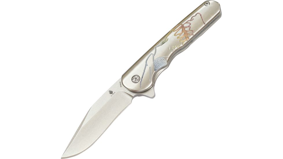 Kizer Cutlery Flashbang Skully Folding Knife,3.5in,Clip Point,Stonewash,Titanium Handle KI454A2