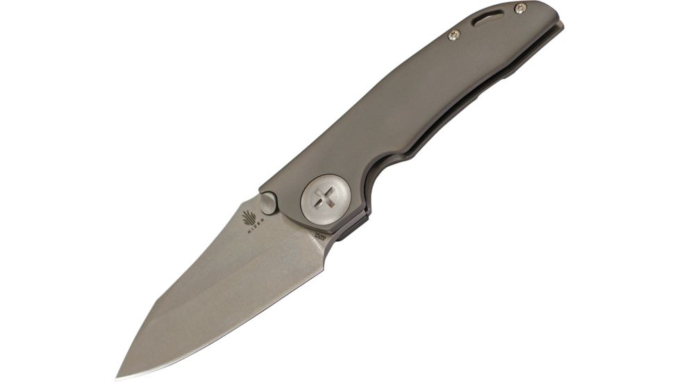 Kizer Cutlery GPB1 Framelock Folding Knife,3.75in,S35VN Steel,Standard Edge,Stonewash,Gray,Titanium Handle KI4473