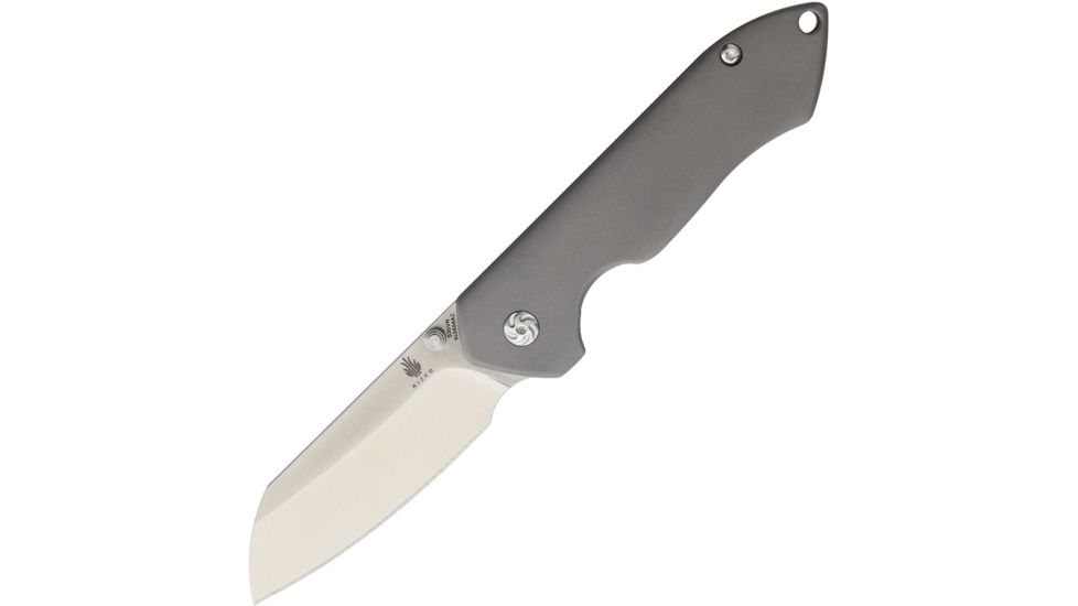 Kizer Cutlery Guru Framelock Folding Knife,3in,S35VN Steel,Standard Edge w/ Thumb Stud,Satin,Gray Titanium Handle KI3504A2
