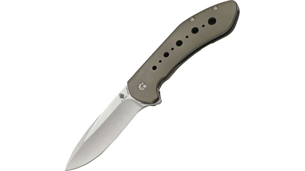 Kizer Cutlery Kala Framelock Folding Knife,3.875in,S35VN Steel,Standard Edge,Stonewash,Gray,Titanium Handle KI4479