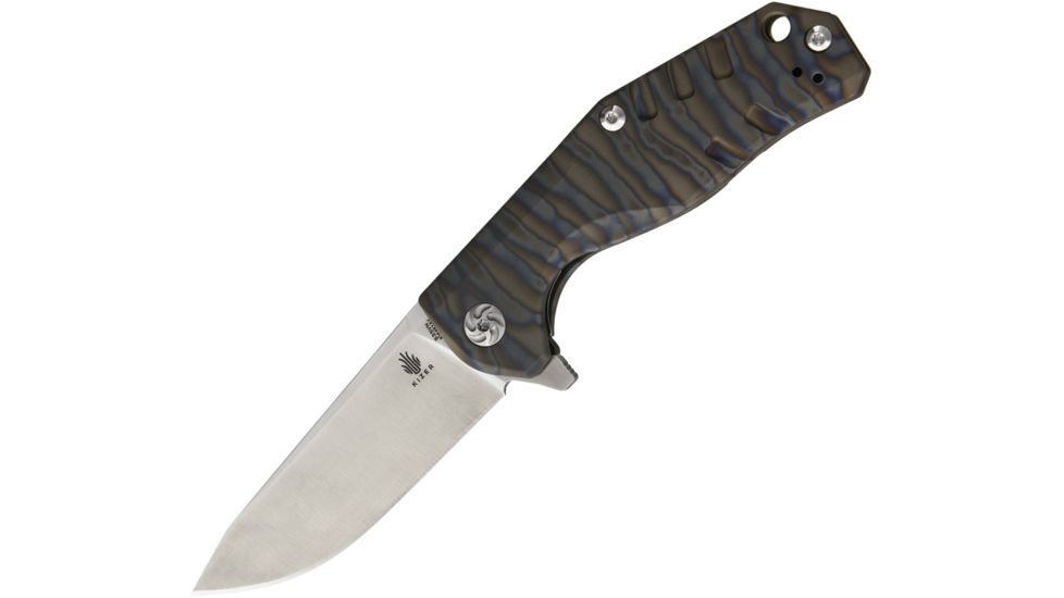 Kizer Cutlery Kesmec Framelock Folding Knife,3.5in,Satin,Anodized Titanium Handle KI4461A1