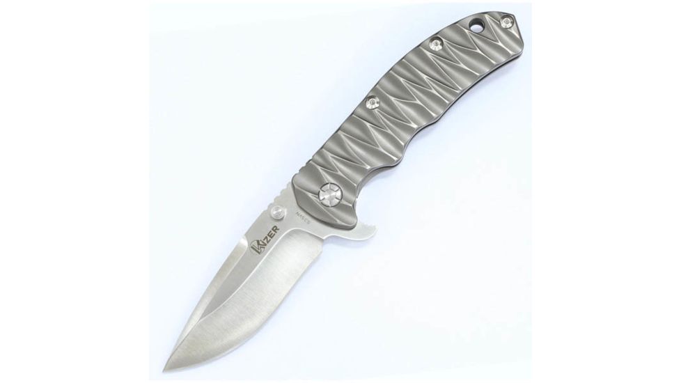 Kizer Cutlery Ki401B1 Folding Knife,4.09in,Natural Titanium,Satin Drop Point KI401B1