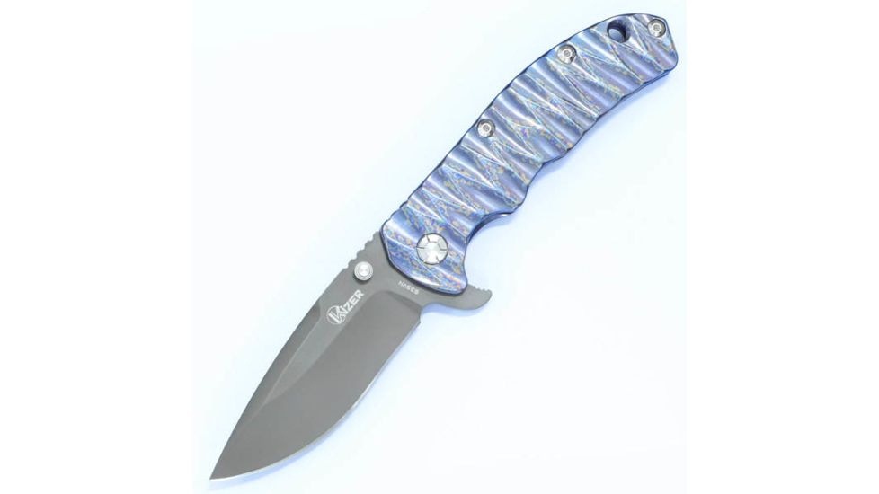 Kizer Cutlery Ki401B2 Folding Knife,4.09in,Blue Titanium,Coated Drop Point KI401B2