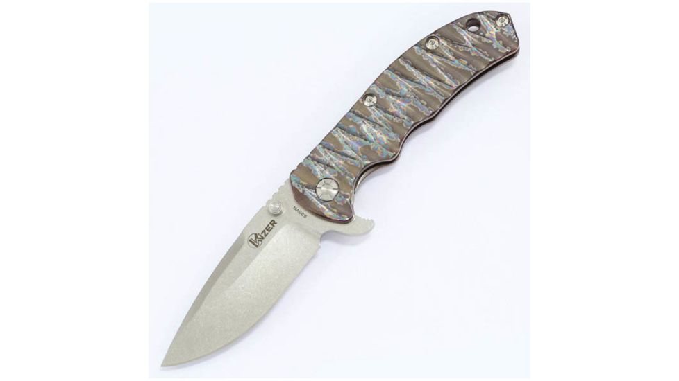 Kizer Cutlery Ki401B3 Folding Knife,4.09in,Purple Titanium,Stone Washed Drop Point KI401B3