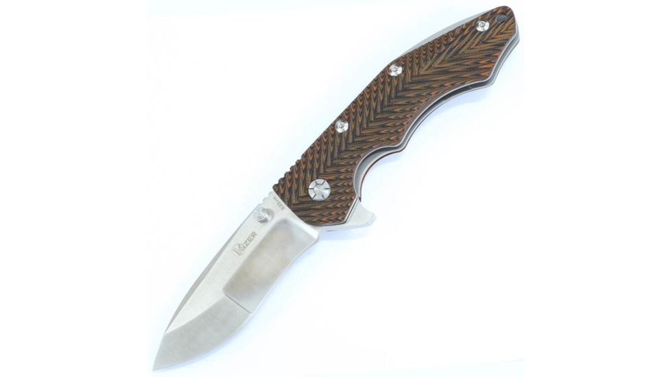 Kizer Cutlery Ki4418 Folding Knife,4.1in,Red/Black G10,Satin Drop Point KI4418