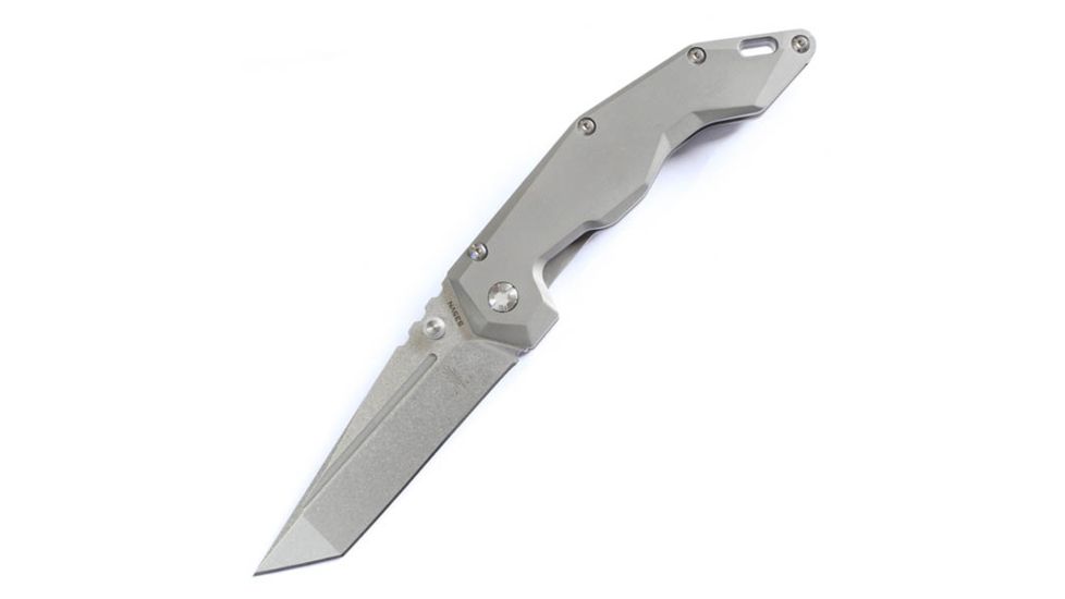 Kizer Cutlery Ki4430 Folding Knife,3.5in,Flat Titanium,Stone Washed Tanto KI4430