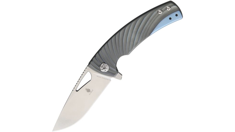 Kizer Cutlery Kyre Framelock Folding Knife,3.5in,S35VN Steel,Standard Edge,Satin,Gray,Titanium Handle KI4484A2
