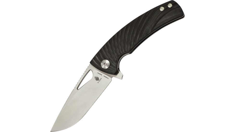 Kizer Cutlery Kyre Linerlock Black Folding Knife,3.375in,Standard Edge,Satin,Black,G10 Handle KIV4484A1