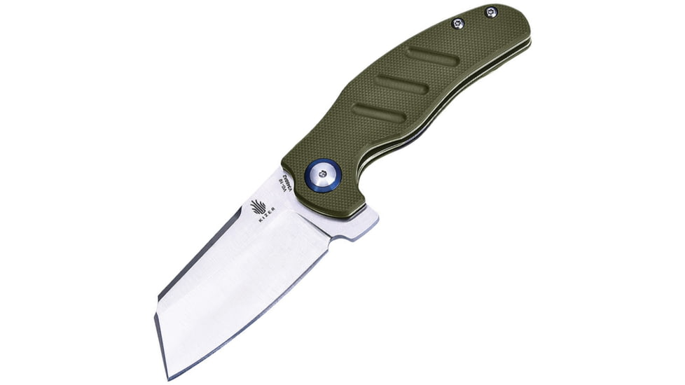Kizer Cutlery Mini C01C Linerlock Folding Knife, 2.5in Satin Vg-10 SS Wharncliffe Blade, Green G10 Handle, Pocket Clip, V3488-A2