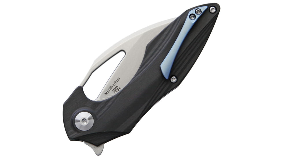 Kizer Cutlery Minitherium Linerlock Folding Knife, 3in Stonewash S35Vn SS Blade, Carbon Fiber Handle, Thumb Pull, Pocket Clip, Black Nylon Pouch, KI3502