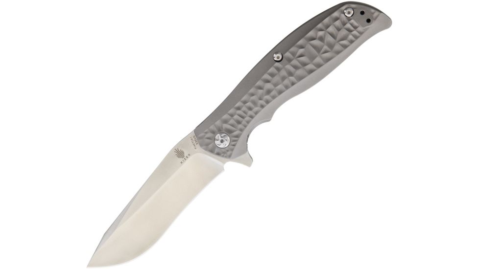 Kizer Cutlery Rattler Framelock Folding Knife,3.625in,S35VN Steel,Standard Edge,Satin,Gray,Titanium Handle KI4470