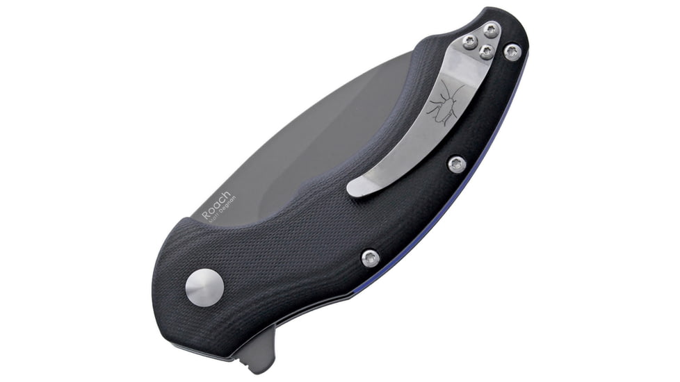 Kizer Cutlery Roach Linerlock Folding Knife, 3.5in Gray Titanium Coated Bohler N690 SS Blade, Black G10 Handle, Pocket Clip, V4477N1