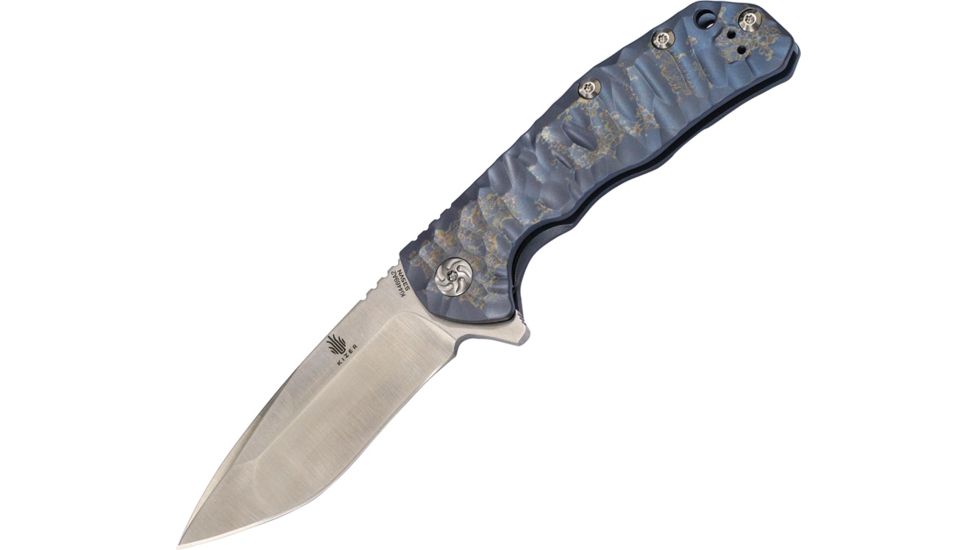 Kizer Cutlery Shoal Framelock Folding Knife,3.5in,Drop Point,Blue,Titanium Handle KI4469A2