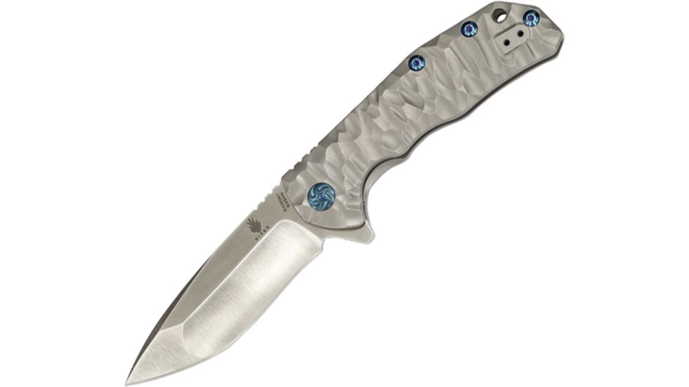 Kizer Cutlery Shoal Framelock Folding Knife,3.5in,Drop Point,Grey,Titanium Handle KI4469A1