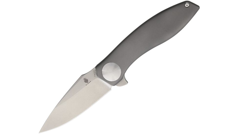 Kizer Cutlery SLT Framelock Folding Knife,3.625in,S35VN Steel,Standard Edge,Stonewash,Gray,Titanium Handle KI4474A1