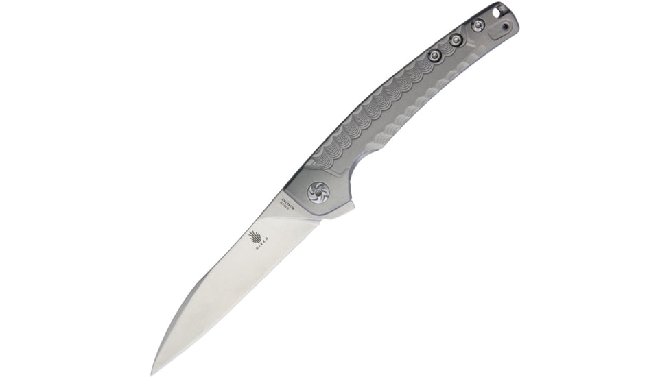 Kizer Cutlery Splinter Framelock Folding Knife, 3.25in Stonewash S35Vn SS Blade, Matte Finish Titanium Handle, Pocket Clip, Black Nylon Pouch, KI3457A3