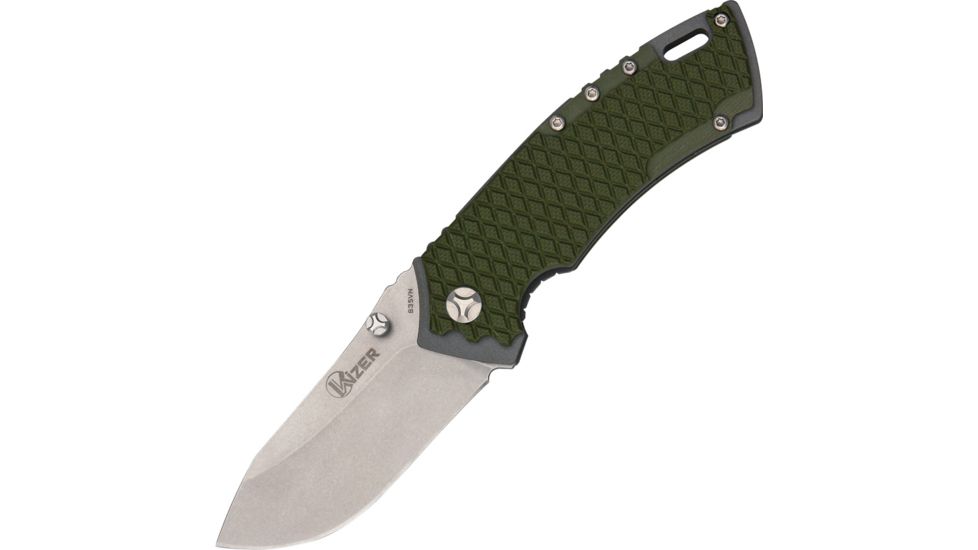 Kizer Cutlery Titanium Folding Knife,Stone Washed CPM-S35VN Blade,Green G-10 Handle KI3411