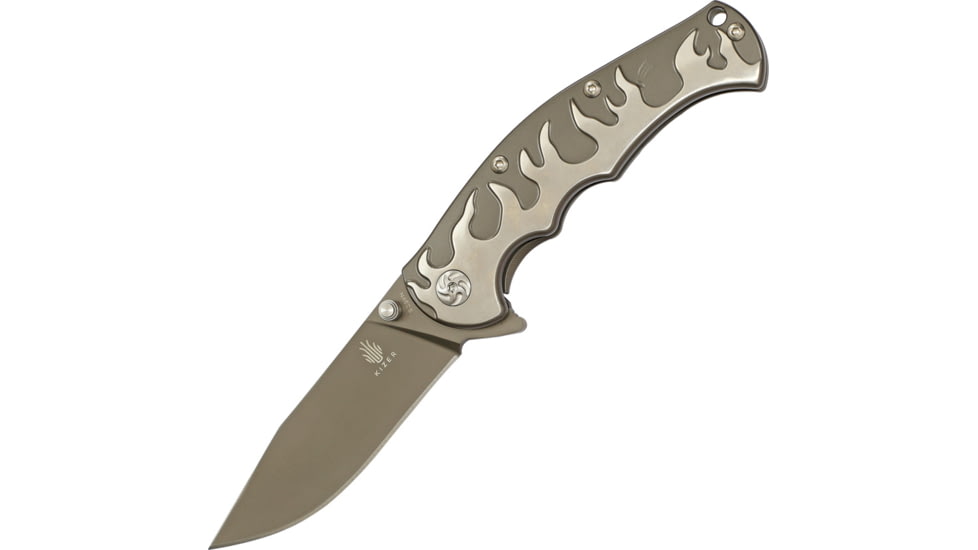 Kizer Cutlery Titanium Framelock Folding Knife,3.75in,Gray,Gray,Titanium Handle KI4447A1