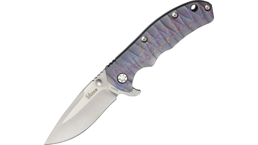 Kizer Cutlery Titanium Framelock Fold Knife, SS drop point fine edge blade, titanium handle KI401C1