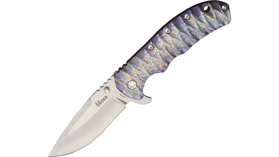 Kizer Cutlery Titanium Framelock Purple Fold Knife, SS drop point fine edge blade, Purple handle KI5401A2